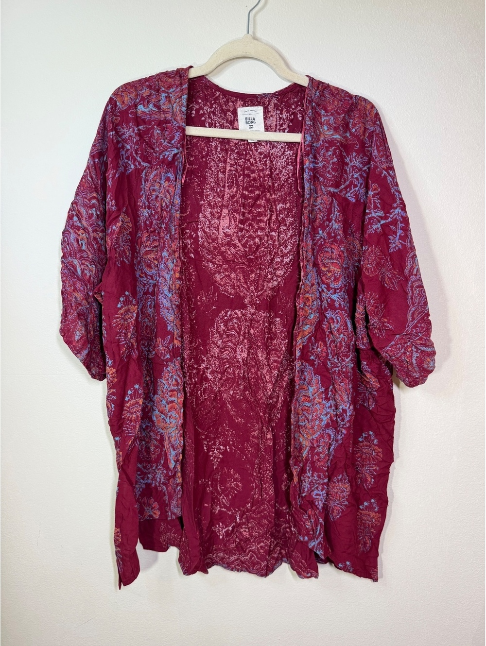 Billabong Women's Lightweight Printed Kimono Cardigan Size S
